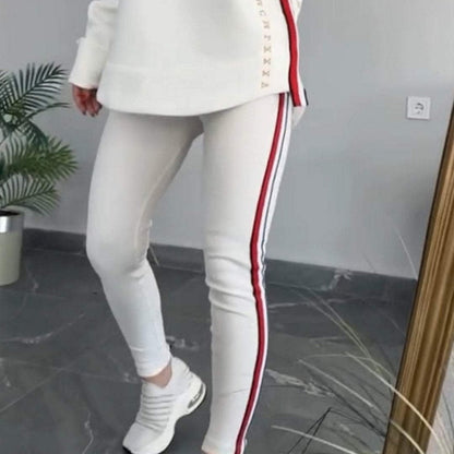 Women Long Sleeve Striped Casual Hooded Top&Pants