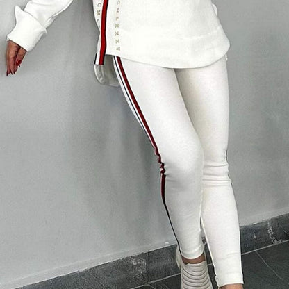 Women Long Sleeve Striped Casual Hooded Top&Pants